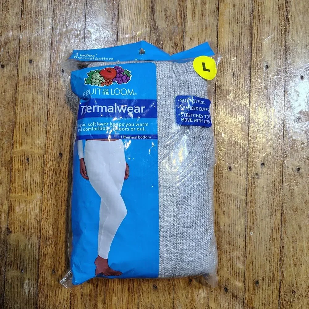 Fruit Of The Loom 2013 Gray 'THERMALWEAR' Bottoms Size Large New/YT1